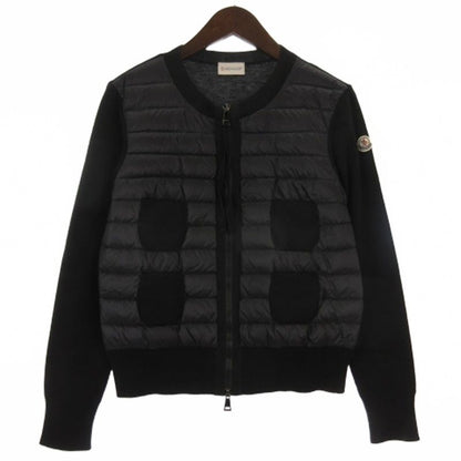 Moncler Tricot Cardigan Knit Contrast Down Jacket Black
