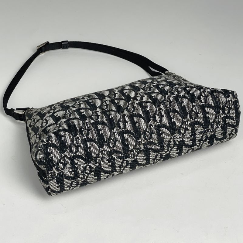 Dior Trotter Pattern Shoulder Bag Canvas Black