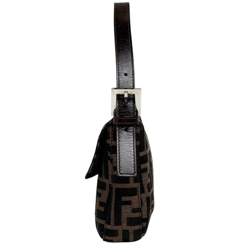 Fendi Zucca Pattern Mamma Baguette Handbag Shoulder Canvas Brown