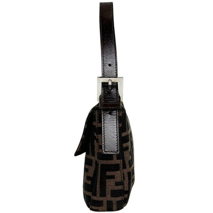 Fendi Zucca Pattern Mamma Baguette Handbag Shoulder Canvas Brown
