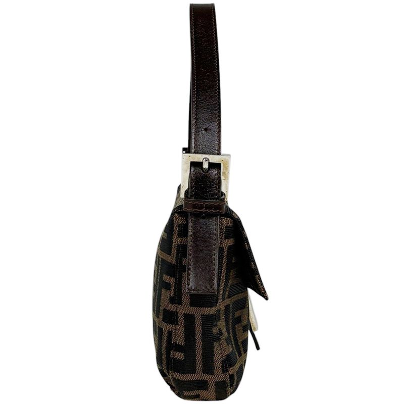 Fendi Zucca Pattern Mamma Baguette Handbag Shoulder Canvas Brown