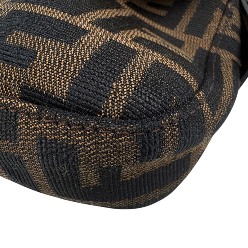 Fendi Zucca Pattern Mamma Baguette Handbag Shoulder Canvas Brown