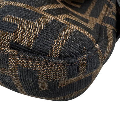 Fendi Zucca Pattern Mamma Baguette Handbag Shoulder Canvas Brown