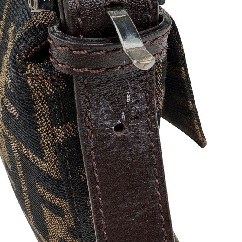 Fendi Zucca Pattern Mamma Baguette Handbag Shoulder Canvas Brown
