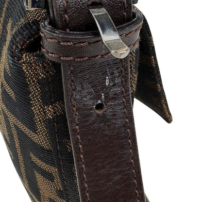 Fendi Zucca Pattern Mamma Baguette Handbag Shoulder Canvas Brown