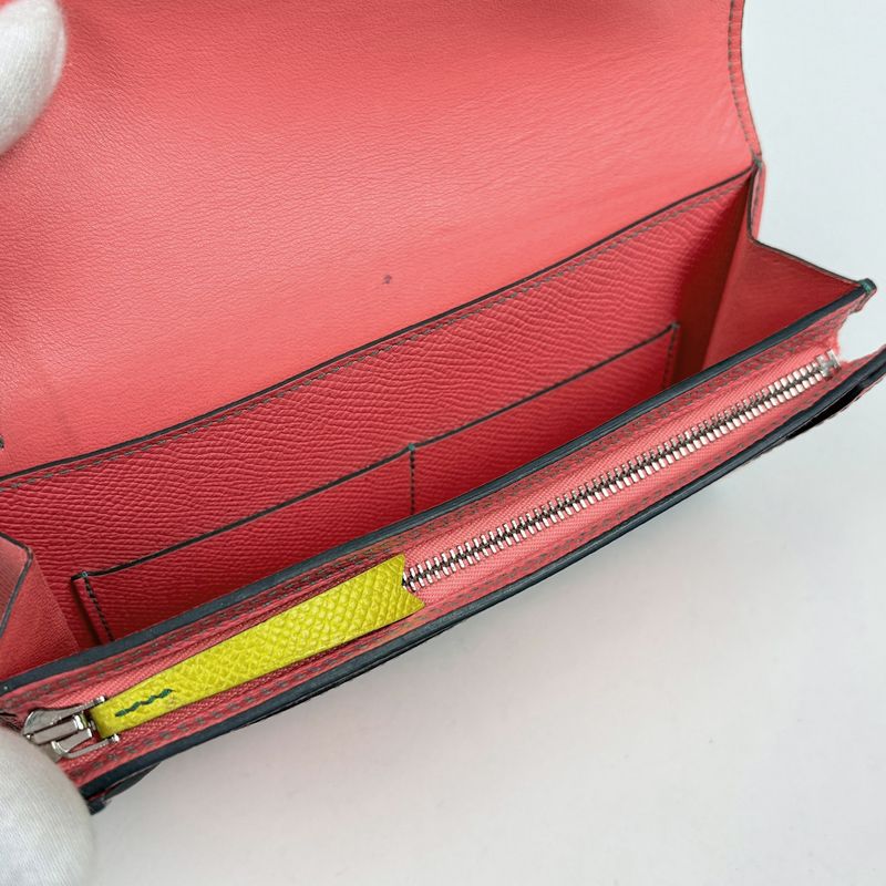 Hermes Camaille Combine Long Bifold Wallet Veau Epsom Rose Azalea
