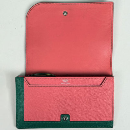 Hermes Camaille Combine Long Bifold Wallet Veau Epsom Rose Azalea