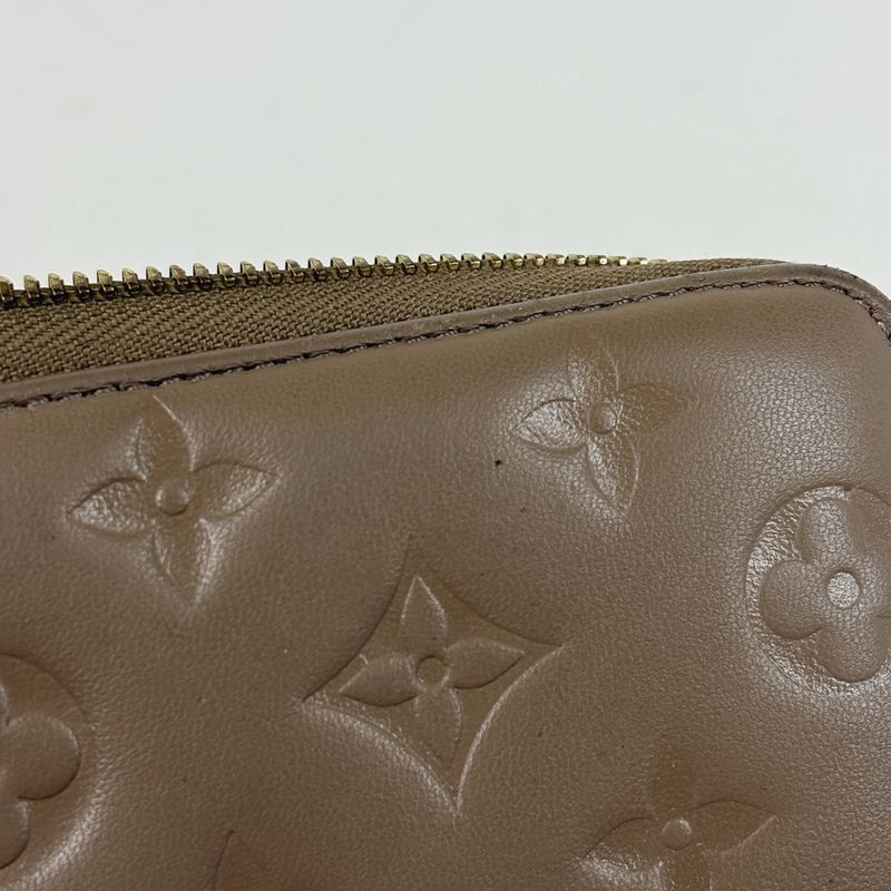 Louis Vuitton Zippy Wallet Coussin Embossed Monogram Leather Taupe