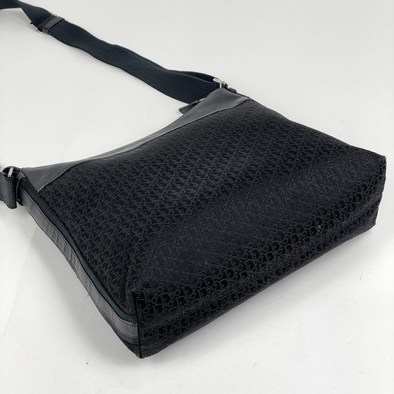 Dior Trotter Pattern Shoulder Bag Logo Street Chic Canvas Black