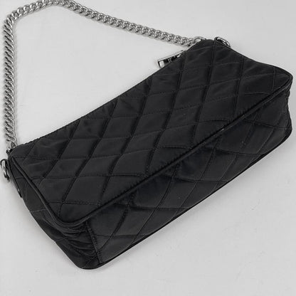 Prada Chain 2-Way Shoulder Bag Quilted Nylon Nero