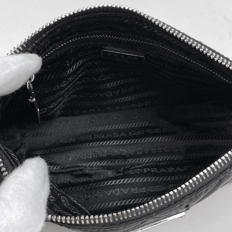 Prada Chain 2-Way Shoulder Bag Quilted Nylon Nero