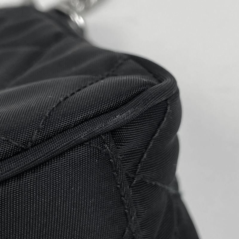 Prada Chain 2-Way Shoulder Bag Quilted Nylon Nero