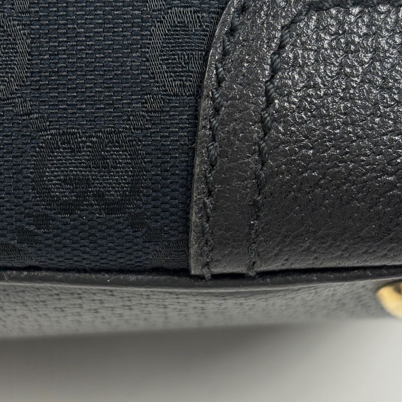 Gucci Princi Shoulder Bag GG Pattern Sherry Line Canvas Black