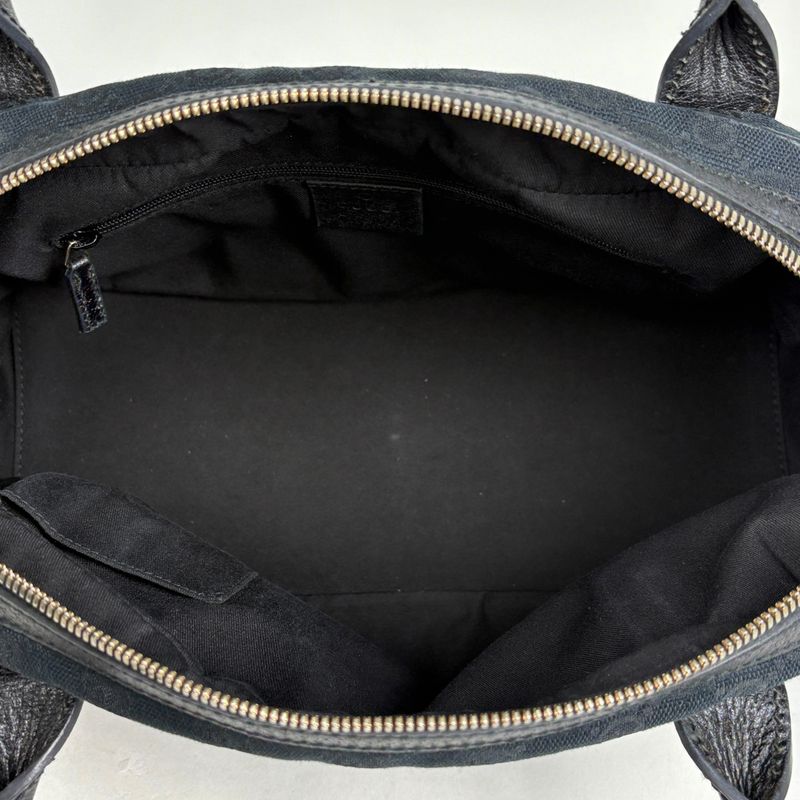 Gucci Princi Shoulder Bag GG Pattern Sherry Line Canvas Black