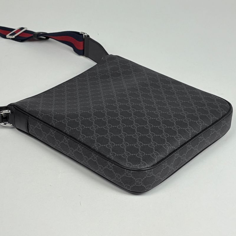 Gucci GG Pattern Shoulder Bag Crossbody Sherry Line Web Supreme Black