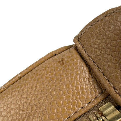 Chanel CC Logo Chain Shoulder Bag Quilted Bag Caviar Leather Beige