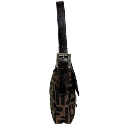 Fendi Zucca Pattern Mamma Bucket Shoulder Bag Canvas Brown