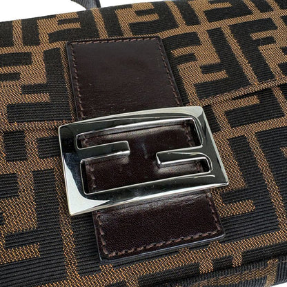 Fendi Zucca Pattern Mamma Bucket Shoulder Bag Canvas Brown
