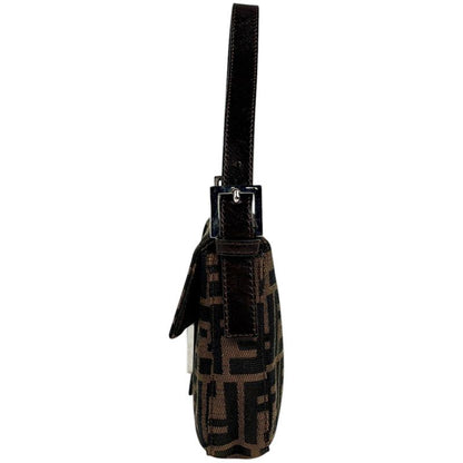 Fendi Zucca Pattern Mamma Bucket Shoulder Bag Canvas Brown