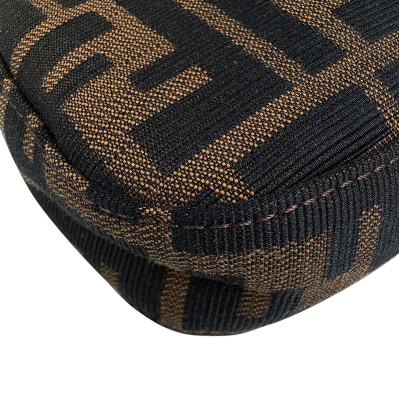 Fendi Zucca Pattern Mamma Bucket Shoulder Bag Canvas Brown