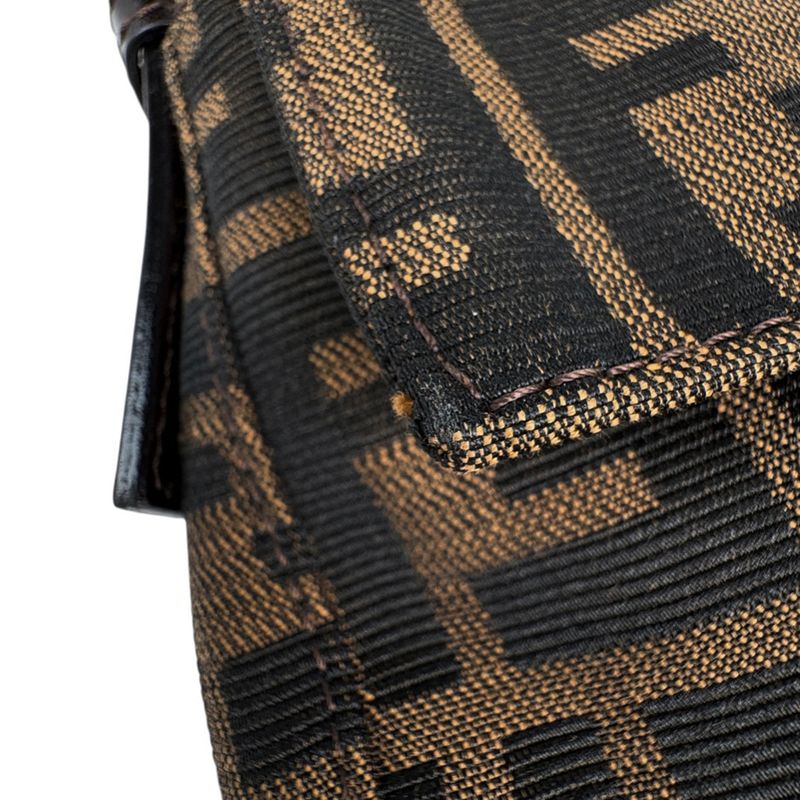 Fendi Zucca Pattern Mamma Bucket Shoulder Bag Canvas Brown