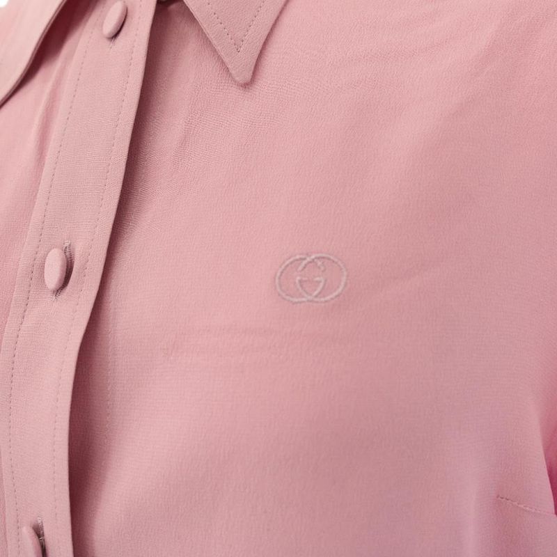 Gucci Shirt Blouse Gglogo Silk 36 Pink