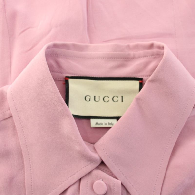 Gucci Shirt Blouse Gglogo Silk 36 Pink