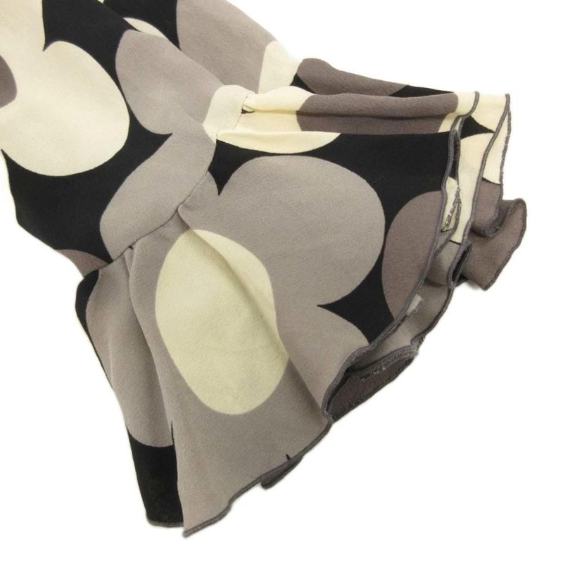 Celine Silk Shirt Blouse Long Sleeve Sleeveless Floral Print 42 Black White