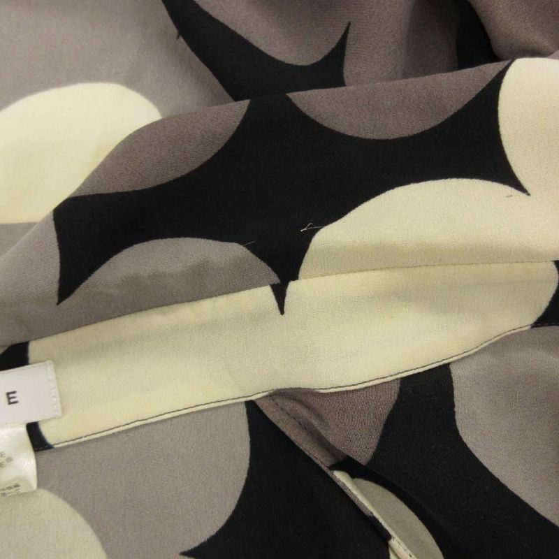 Celine Silk Shirt Blouse Long Sleeve Sleeveless Floral Print 42 Black White