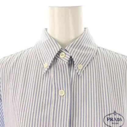Prada Striped Half Sleeve Shirt Button Down 38 Blue