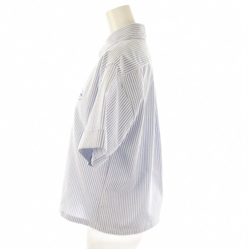Prada Striped Half Sleeve Shirt Button Down 38 Blue