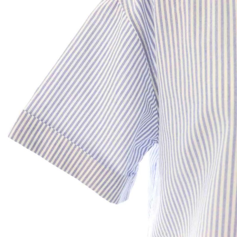 Prada Striped Half Sleeve Shirt Button Down 38 Blue