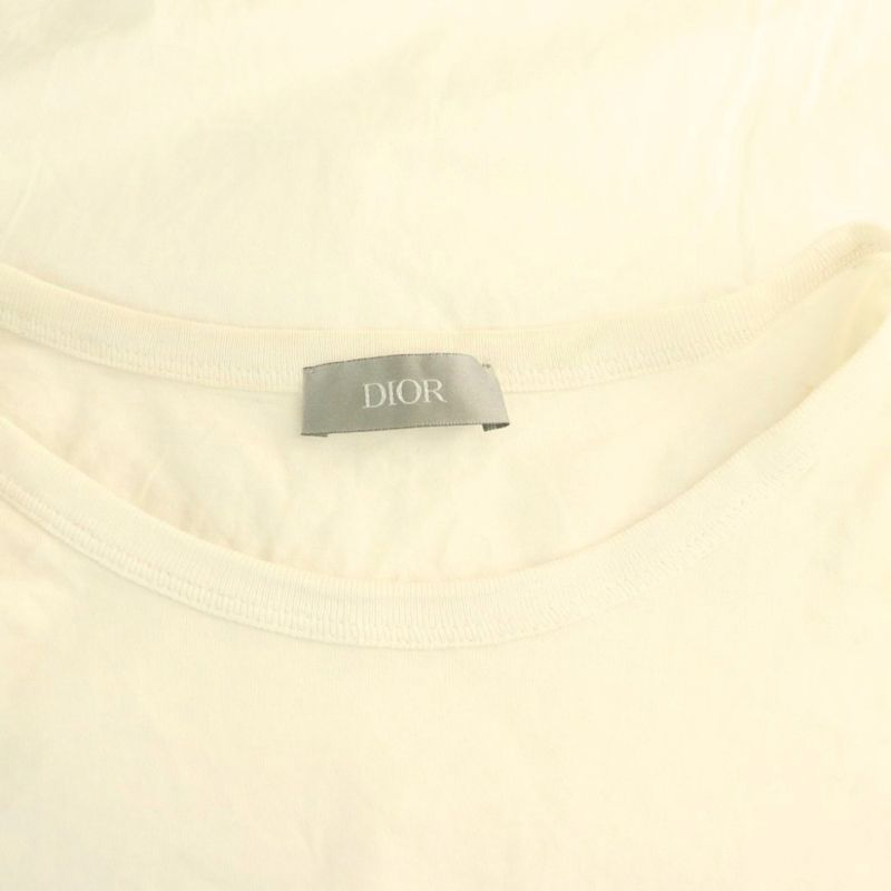 Dior Shawn Stussy Logo Embroidery Short Sleeve T-Shirt Cotton L White
