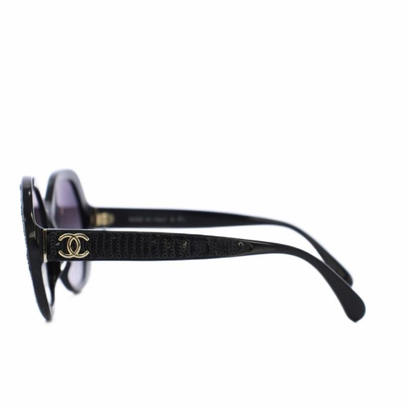 Chanel CC Logo Sunglasses Sequin Black KH Eyewear