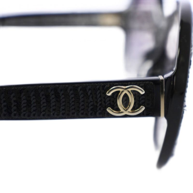 Chanel CC Logo Sunglasses Sequin Black KH Eyewear