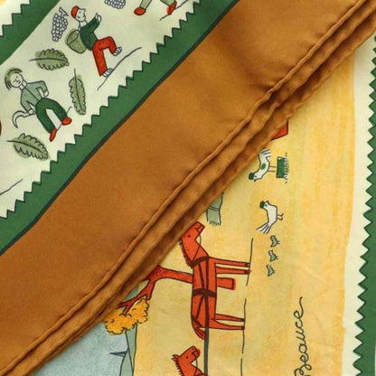 Hermes Carre 90 Retour a la Terre Return to Scarf Silk All Over Pattern Brown