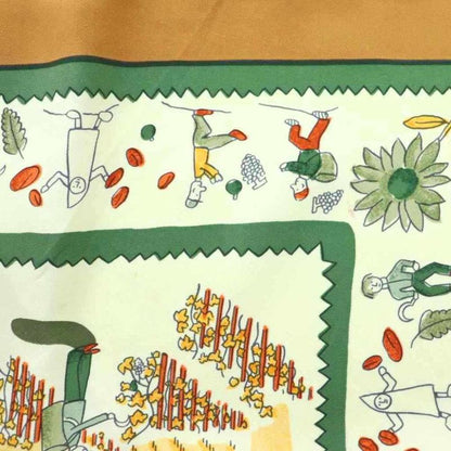 Hermes Carre 90 Retour a la Terre Return to Scarf Silk All Over Pattern Brown