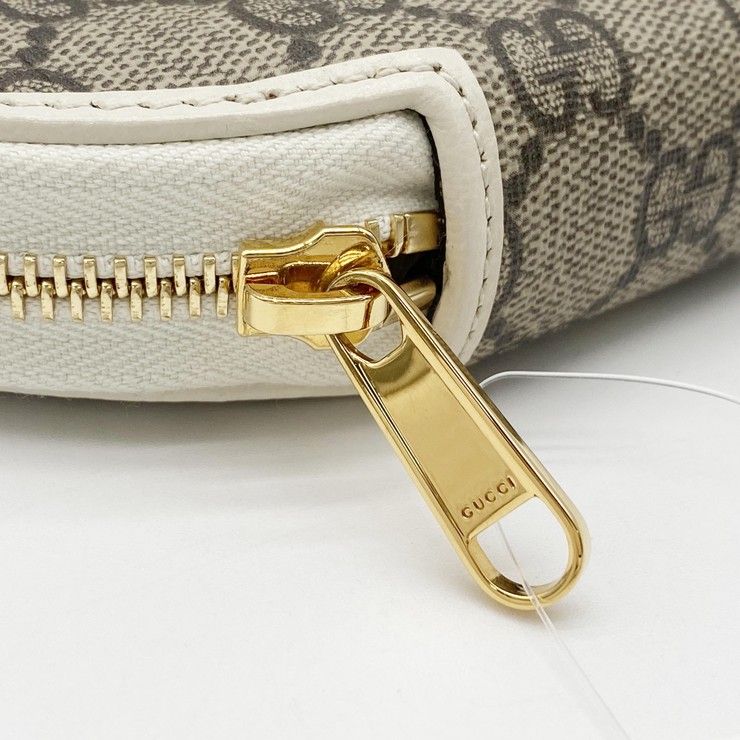 Gucci Coin Case GG Supreme Horsebit Ivory Beige Leather Gold