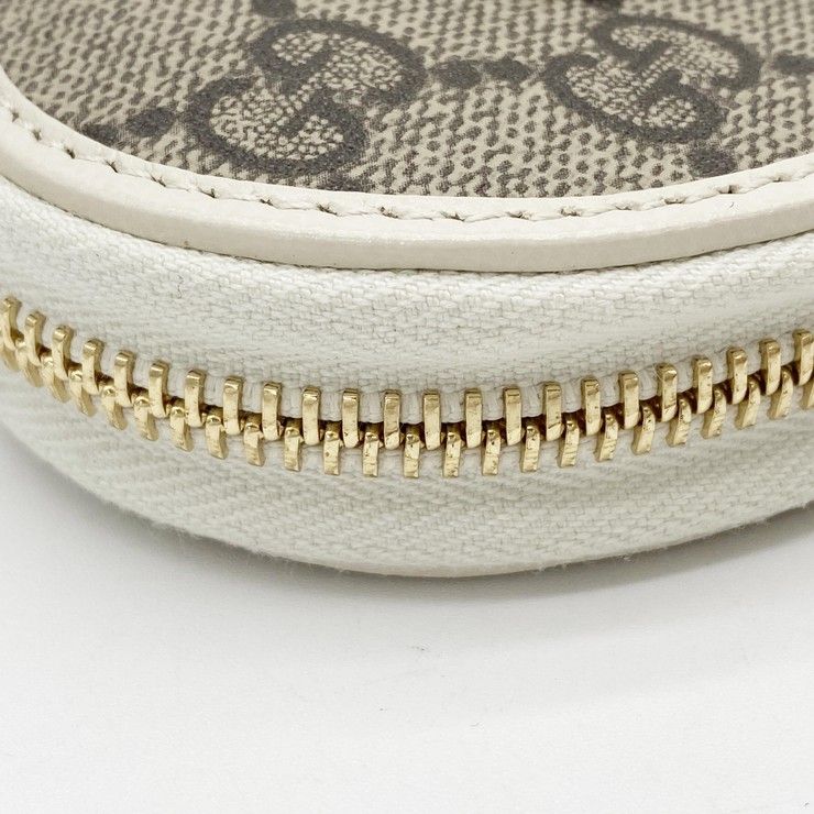 Gucci Coin Case GG Supreme Horsebit Ivory Beige Leather Gold