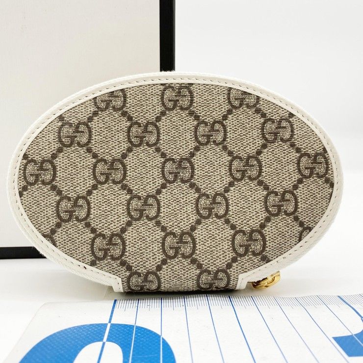 Gucci Coin Case GG Supreme Horsebit Ivory Beige Leather Gold