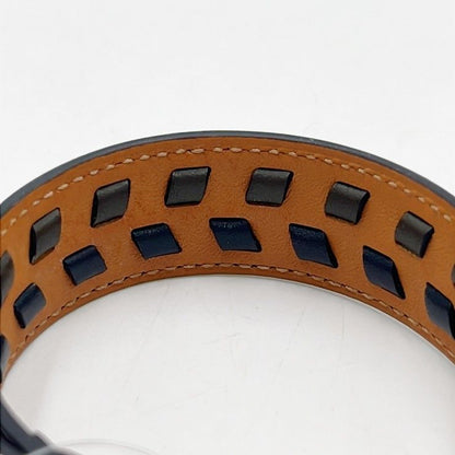 Hermes Bracelet Etriviere D'avi Black Khaki Calf Silver