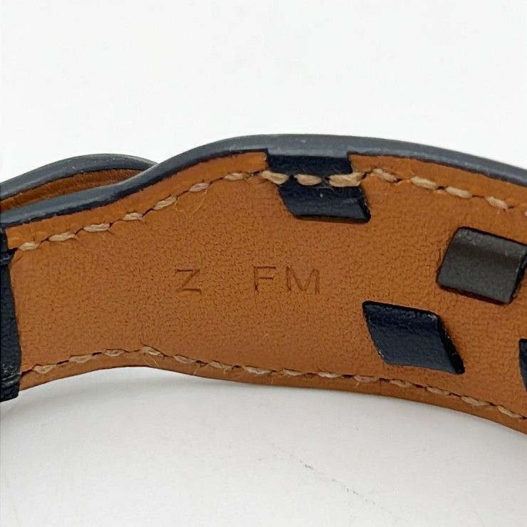 Hermes Bracelet Etriviere D'avi Black Khaki Calf Silver