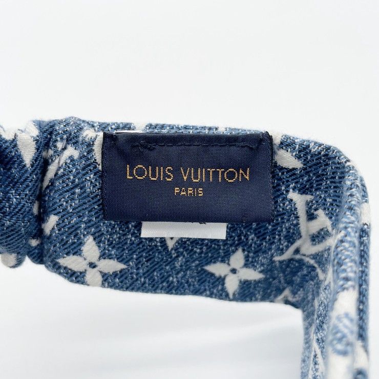 Louis Vuitton Headband Monogram Denim Cross Blue Cotton