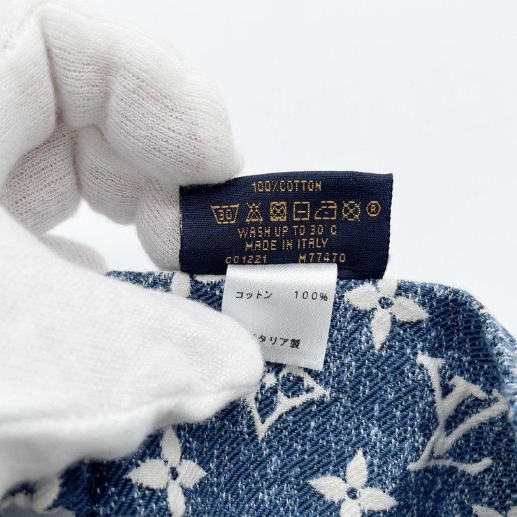 Louis Vuitton Headband Monogram Denim Cross Blue Cotton