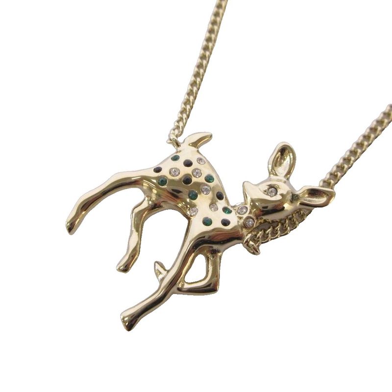 Chanel CC Logo Year's Gift Deer Motif Necklace Pendant Gold