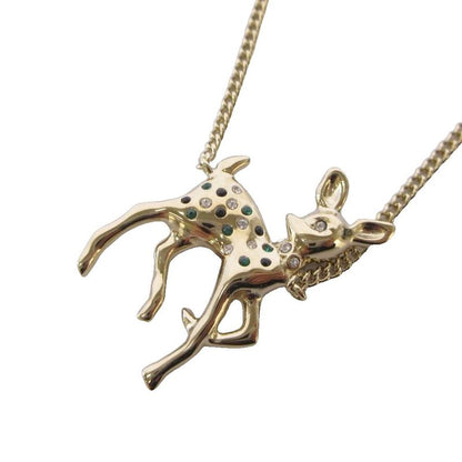 Chanel CC Logo Year's Gift Deer Motif Necklace Pendant Gold