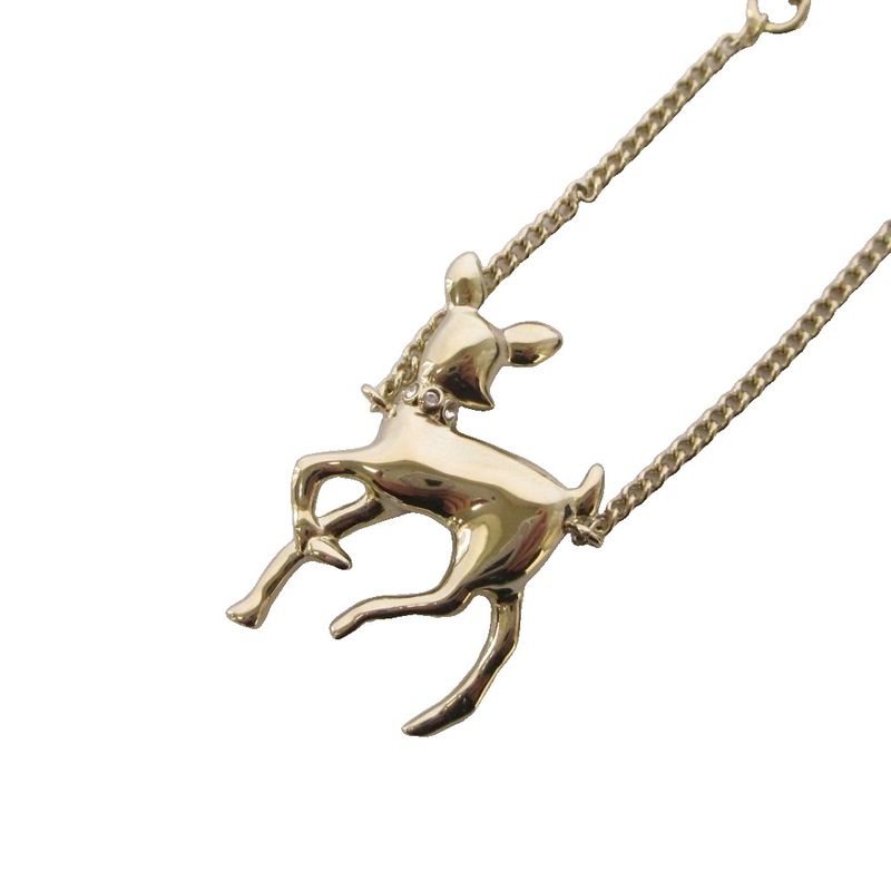 Chanel CC Logo Year's Gift Deer Motif Necklace Pendant Gold