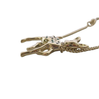 Chanel CC Logo Year's Gift Deer Motif Necklace Pendant Gold