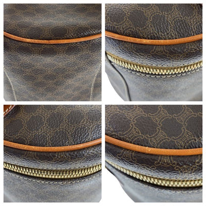 Celine Vintage Macadam Brown Gold Leather Handbag Vanity Bag