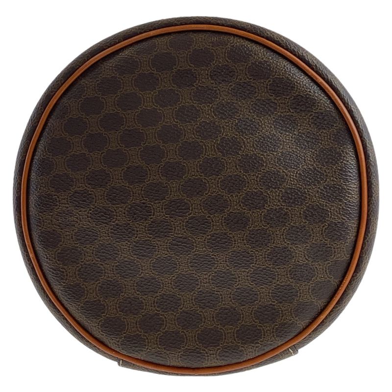 Celine Vintage Macadam Brown Gold Leather Handbag Vanity Bag